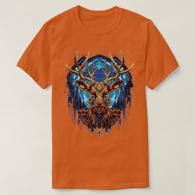 DMT Art Psychedelic Reindeer 1 T Shirt (Design framsida)