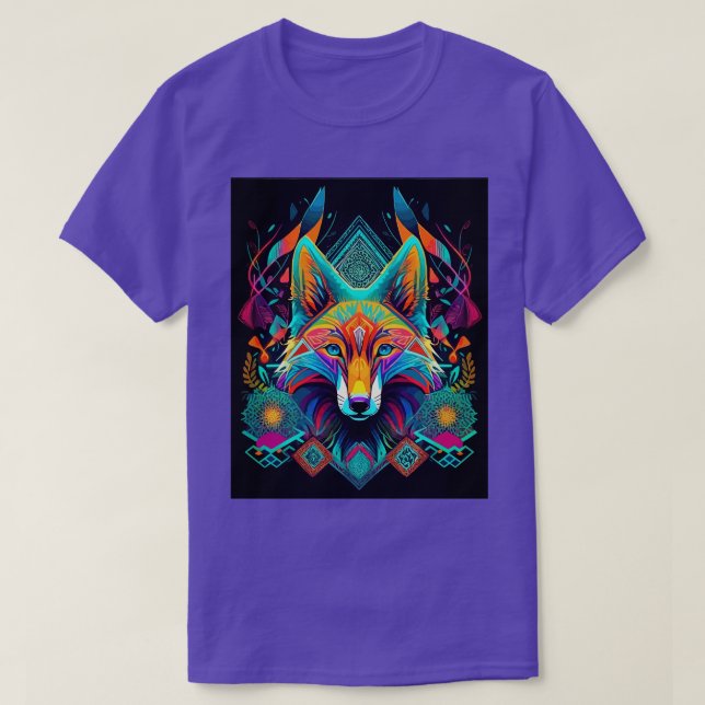 DMT Art Shamanic Fox 2 T Shirt (Design framsida)
