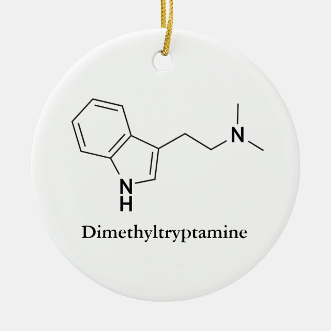 DMT Dimetyltryptamin Molekyl Kemi Cool Julgransprydnad Keramik (Framsidan)