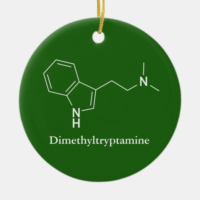 DMT Dimetyltryptamin Molekyl Kemi Julgransprydnad Keramik (Framsidan)