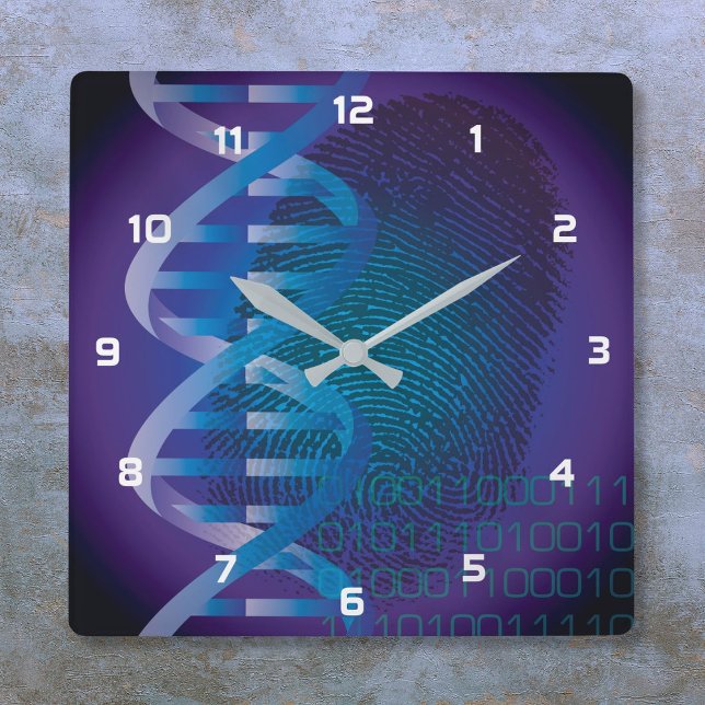 DNA-avtryck medicinsk vetenskap Fyrkantig Klocka (DNA Fingerprint Medical Science Square Wall Clock)