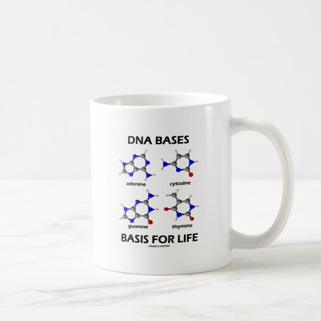 DNA baserar basen för liv (kemimolekylar) Kaffemugg (Höger)