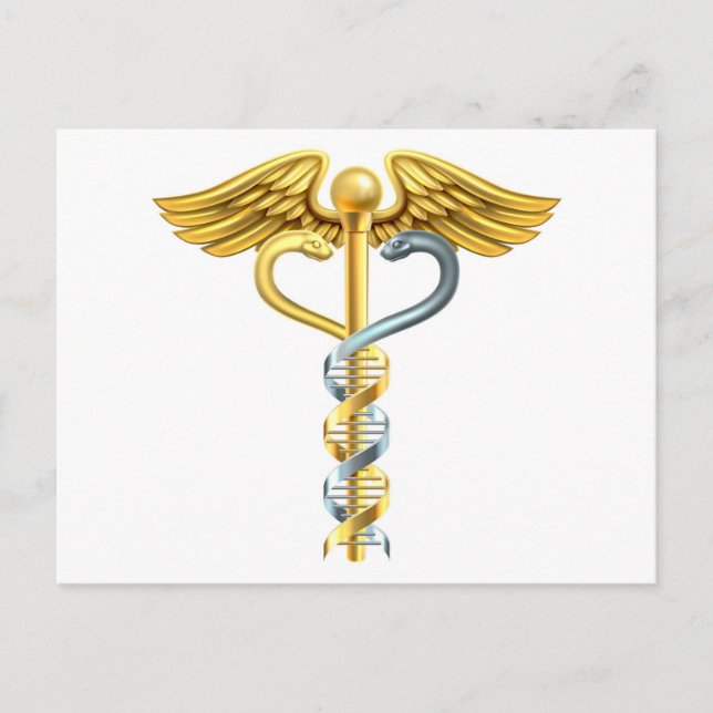 DNA-Dubbla Helix Caduceus Concept Vykort (Framsida)