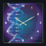 DNA Fingerprint Medical Science Fyrkantig Klocka<br><div class="desc">En coola-,  trendig- och roligt-medicinsk-vetenskapligt inspirerad utformning. Perfektens gåva till alla läkare,  sjuksköterskor,  vetenskapsmän,  vetenskapslärare,  labbtekniker,  science studenter,  i kort,  alla vetenskapsmän i ditt liv (och det inkluderar dig)! Designad av Science Geekness© på http://www.zazzle.com/sciencegeekness*</div>
