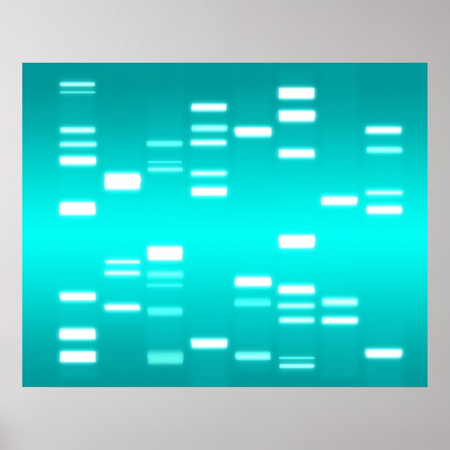 DNA Genetisk kod Cyan Blue Poster (Framsidan)