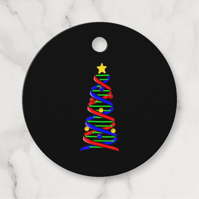 DNA Helix Julgran Life Science Bioology Gåvor Etiketter (Framsida)