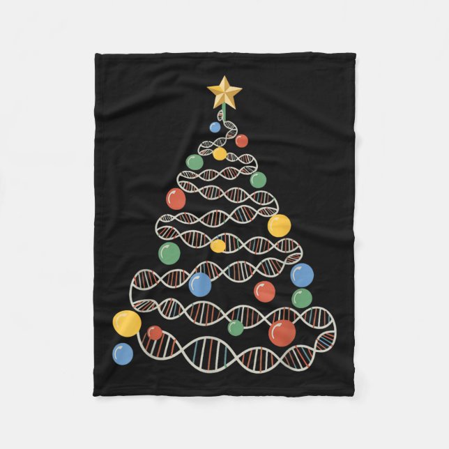 Dna Helix Julgran Scientist Bioology Science Fleecefilt (Framsidan)