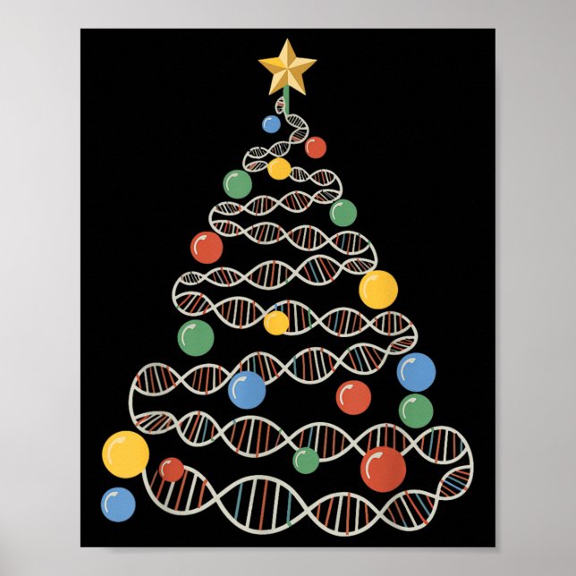 Dna Helix Julgran Scientist Bioology Science Poster (Framsidan)