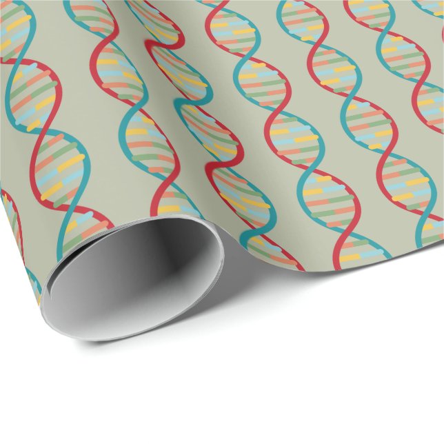 ​ DNA Mid Century Modern STEM Biology Rand grönt Presentpapper (Rullad Hörn)