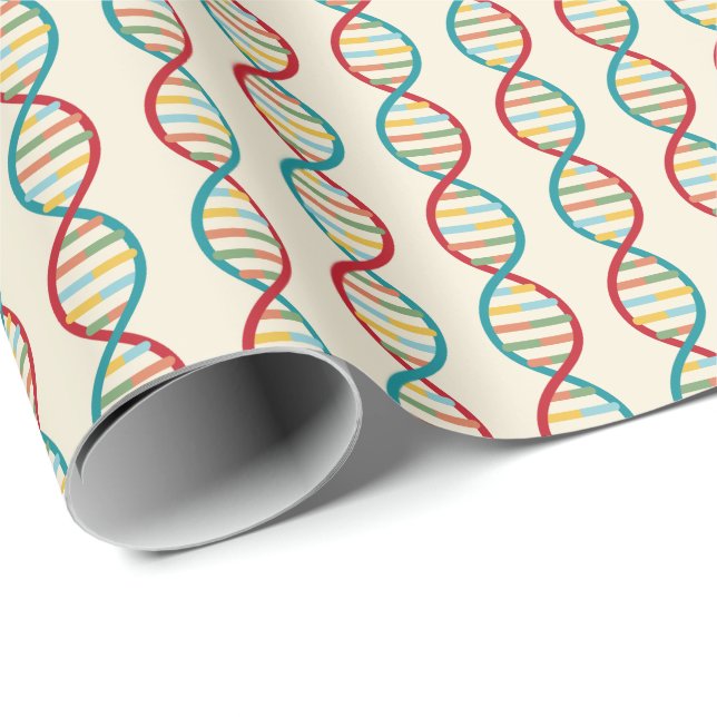 ​ DNA Mid Century Modern STEM Biology Rand kräm Presentpapper (Rullad Hörn)