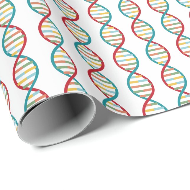 ​ DNA Mid Century Modern STEM Biology Rand white Presentpapper (Rullad Hörn)