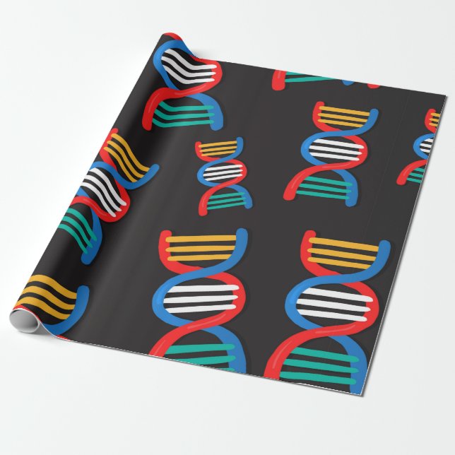 dna strands mönster presentpapper (Utrullad)