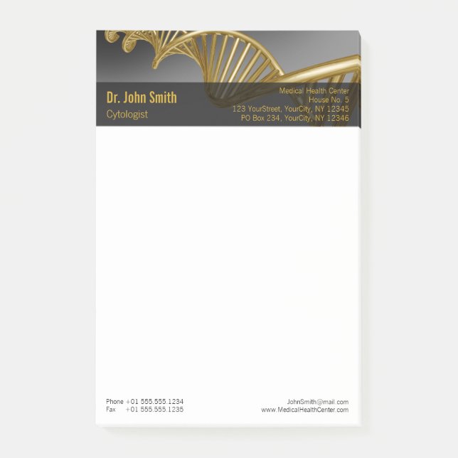 DNA-sträng Professionell Medicinsk Guldbelagd Lyx Post-it Block (Framsida)