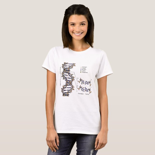 DNA Struktur Deoxyribonukleinsyra Basdiagram T Shirt (Hel framsida)