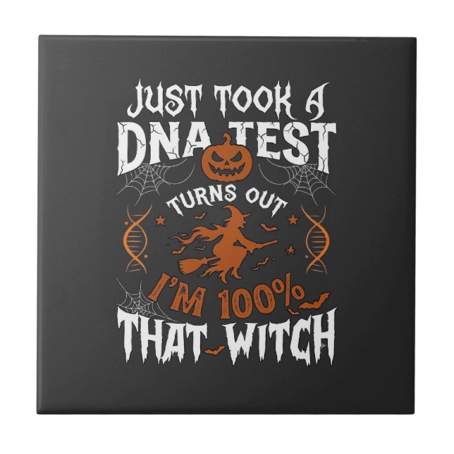 DNA-test Häxa Halloween Pumpa Spindelnät Kakelplatta (Framsidan)