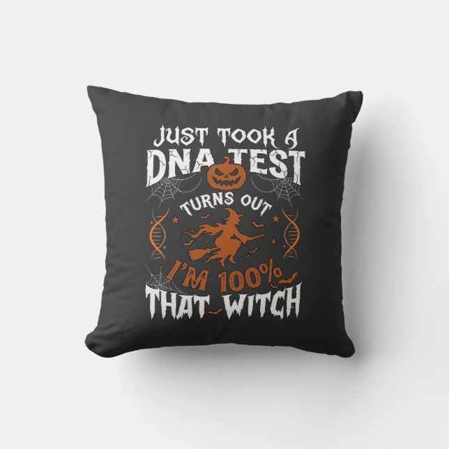 DNA-test Häxa Halloween Pumpa Spindelnät Kudde (Framsida)