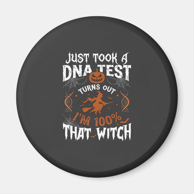 DNA-test Häxa Halloween Pumpa Spindelnät Magnet (Framsidan)