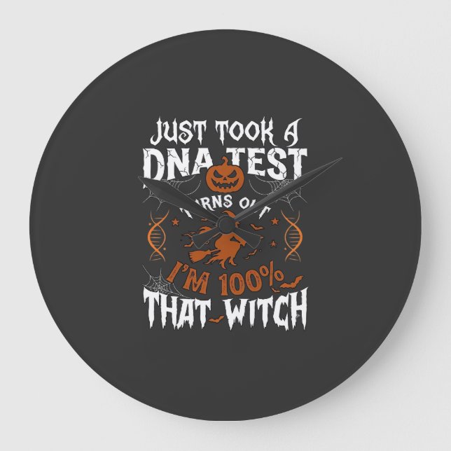 DNA-test Häxa Halloween Pumpa Spindelnät Stor Klocka (Framsida)
