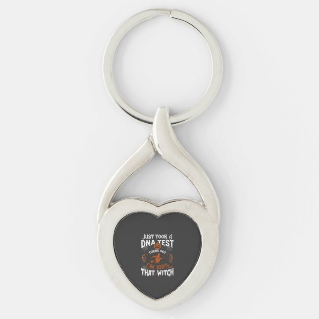 DNA-test Häxa Halloween Pumpa Spindelnät Twisted Heart Silverfärgad Nyckelring (Framsidan)
