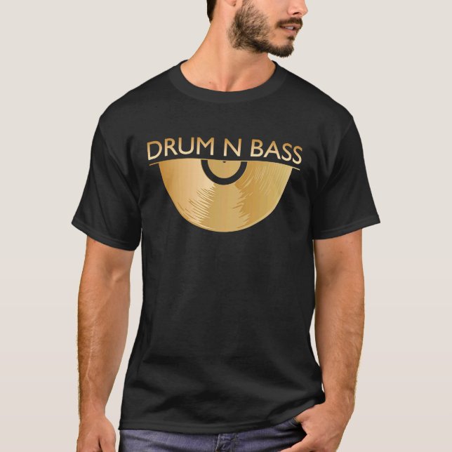 DNB Musik 190 bpm Vynil Plate Drum in Bass T Shirt (Framsida)