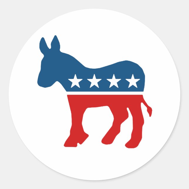 DNC - DEMOCRAT - DONKEY RUNT KLISTERMÄRKE (Framsida)