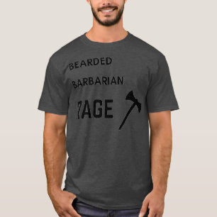 DnD Barbarian Bearded Rage Black Text T Shirt