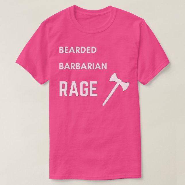 DnD Barbarian Bearded Rage White Text T Shirt (Design framsida)