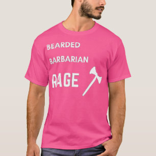 DnD Barbarian Bearded Rage White Text T Shirt