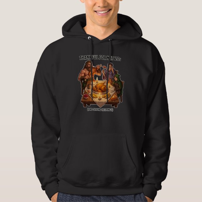 DnD-fest med drakar på Thanksgiving Hoodie (Framsida)