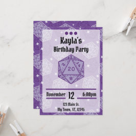 DnD-Födelsedagsfest DnD D20 Dice Inbjudningar