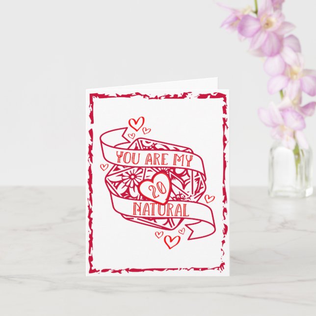 DnD Natural 20 Dice Valentine Card Kort (Orkide)