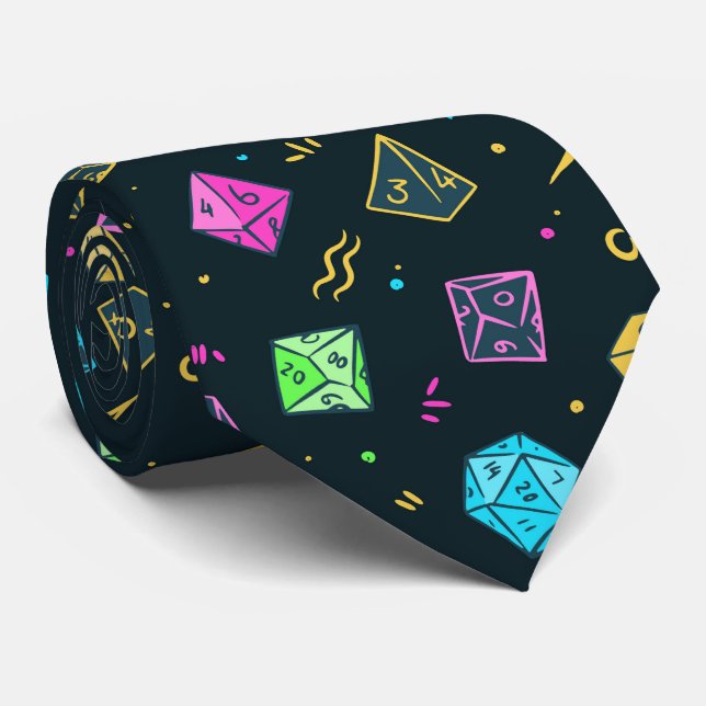 DnD NeckTie, D20 Dice Mönster, Dungeon Master Gift Slips (Rullad)