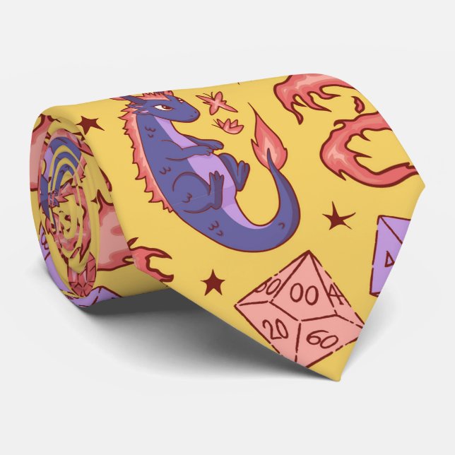 DnD NeckTie, D20 Dice Mönster, Dungeon Master Gift Slips (Rullad)