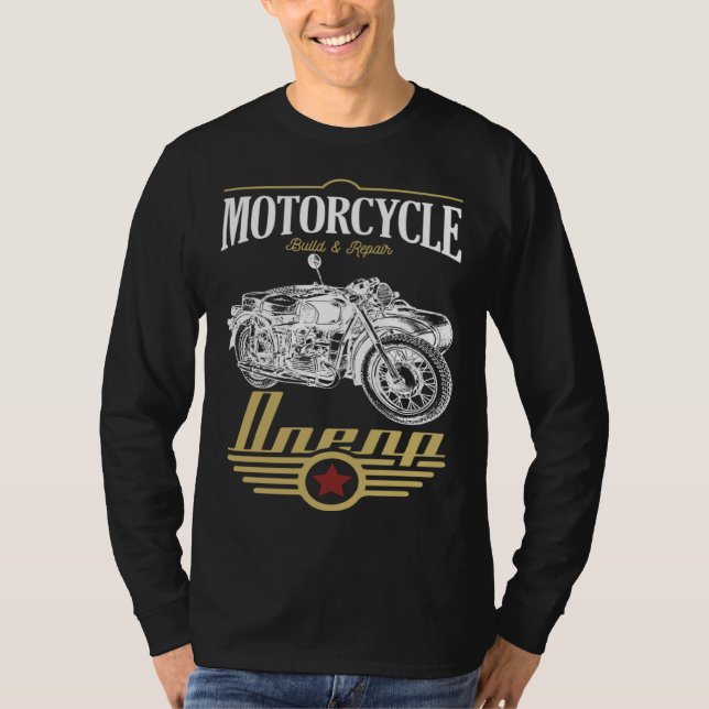 Dnepr Motorcycle Offroad Motorcycle Rider T Shirt (Framsida)