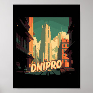 Dnipro Retro Ukraina Vintage Ukrainska Reserande T Poster