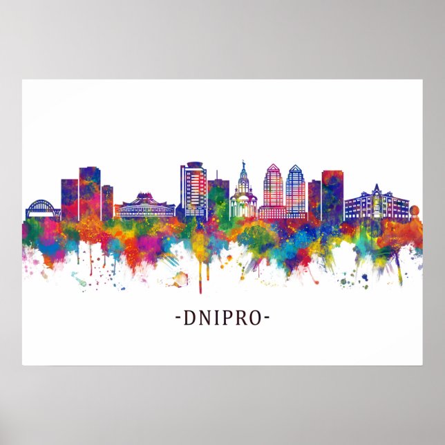Dnipro Ukraina Skyline Poster (Framsidan)