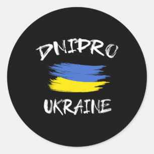 Dnipro Ukraina Souvenir Ukrainsk Landsflagga Bru Runt Klistermärke