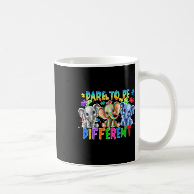Dö att vara annorlunda cute Elephant Autism Awaren Kaffemugg (Höger)