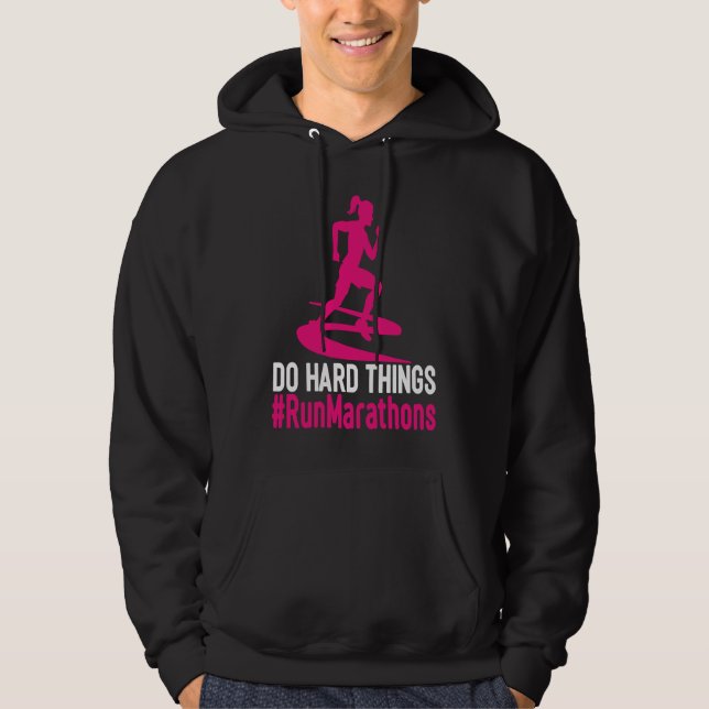 Do Hard Things Run Marathons Women Runner Graphic Hoodie (Framsida)