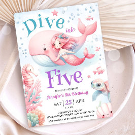 Dö in i fem! Flickans Rosa Sjöjungfru 5:e födelsed Inbjudningar