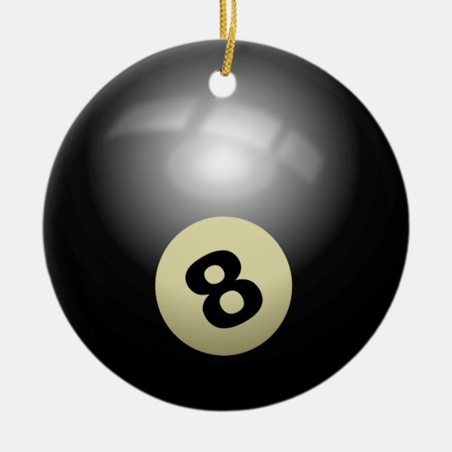 Dö in i Nostalgia med vår 8 Boll Billiard Julgransprydnad Keramik (Framsidan)