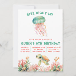 Dö in under sjön, Pastel Birthday Inbjudningar