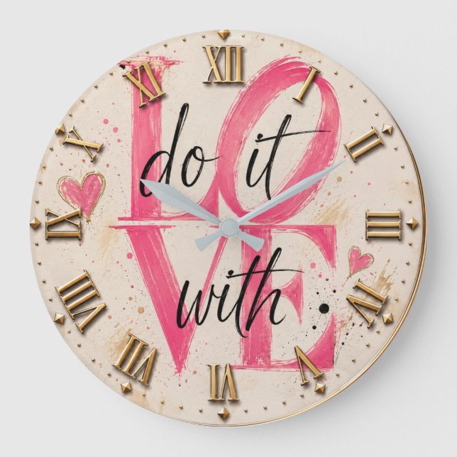 Do It with Love  Pink Typography Romantic Modern  Stor Klocka (Framsida)