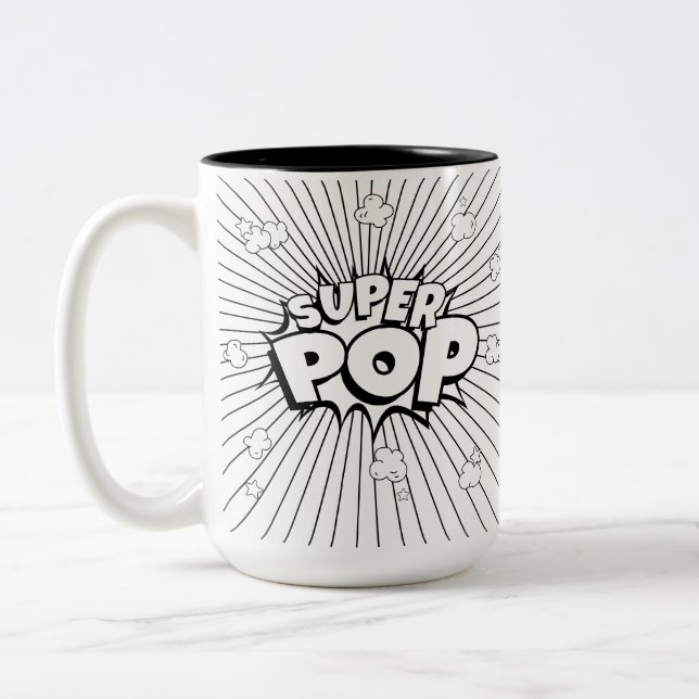 Do It Yourself! Black & White SUPER POP! Punny Två-Tonad Mugg (Vänster)