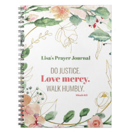 Do Justice Blommigt Micah 6:8 Personlig Prayer Anteckningsbok
