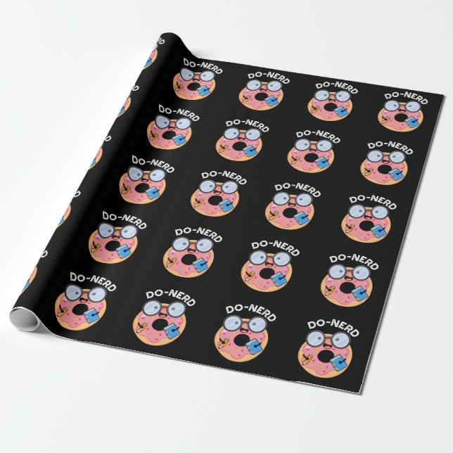 Do-nerd Funny Nerdy Donut Pun Mörk BG Presentpapper (Utrullad)