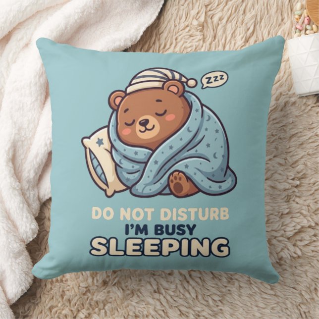 Do Not Disturb Sovande Björn Kastydd Kudde  (Filt)