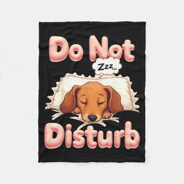 Do Not Disturb Wiener Dog Funny Dachshund Pajamas  Fleecefilt (Framsidan)