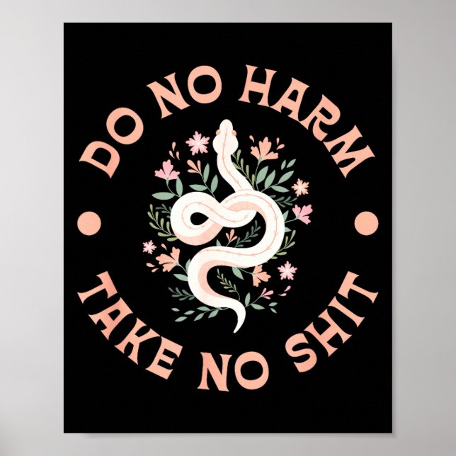 Do Not Harm Take No Funny Sarcastic Quotes Sarcasm Poster (Framsidan)
