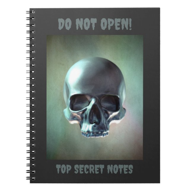 Do Not Open! Top Secret Notes. 3D skull render Anteckningsbok (Framsidan)